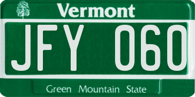 VT license plate JFY060