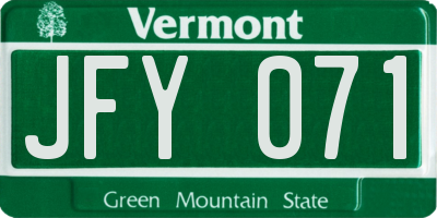 VT license plate JFY071
