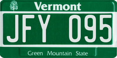VT license plate JFY095