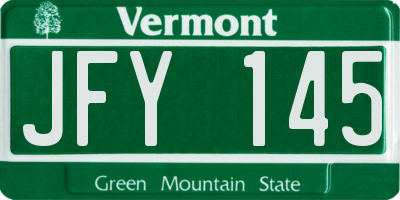 VT license plate JFY145