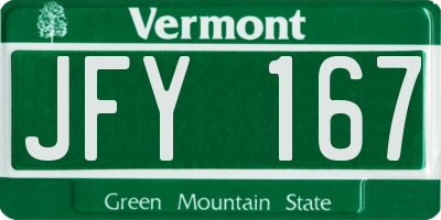 VT license plate JFY167