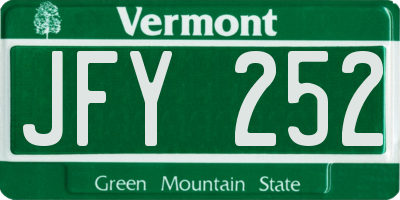 VT license plate JFY252