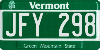 VT license plate JFY298