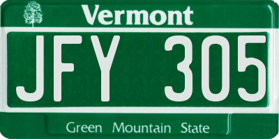 VT license plate JFY305