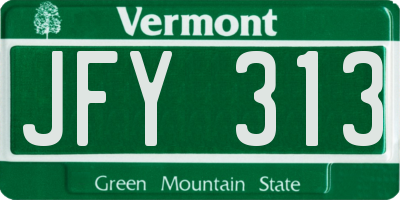 VT license plate JFY313