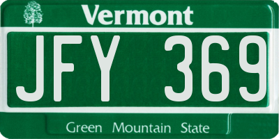 VT license plate JFY369