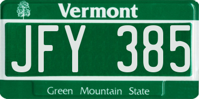 VT license plate JFY385