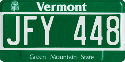 VT license plate JFY448