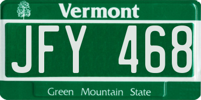 VT license plate JFY468