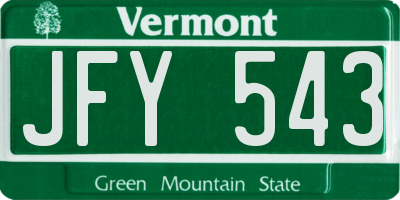VT license plate JFY543