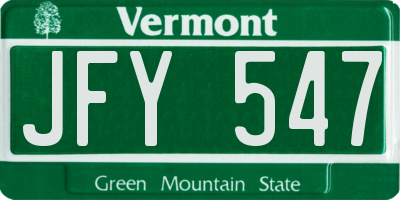 VT license plate JFY547