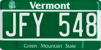 VT license plate JFY548