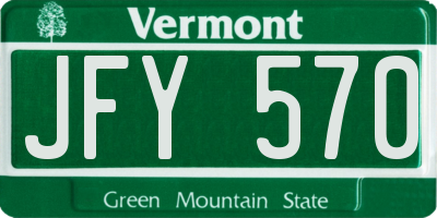 VT license plate JFY570
