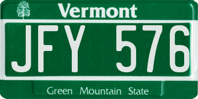 VT license plate JFY576