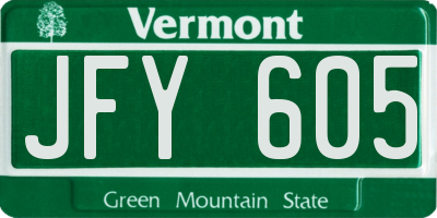 VT license plate JFY605