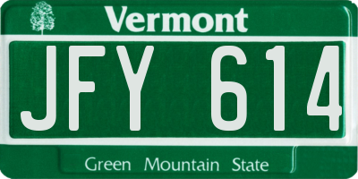 VT license plate JFY614