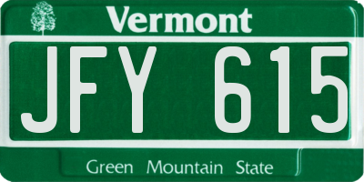 VT license plate JFY615