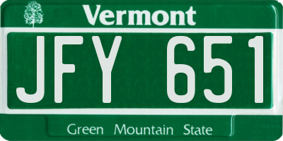 VT license plate JFY651