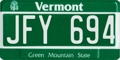 VT license plate JFY694