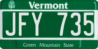 VT license plate JFY735