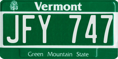 VT license plate JFY747