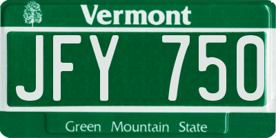VT license plate JFY750