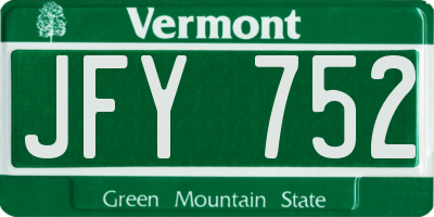 VT license plate JFY752