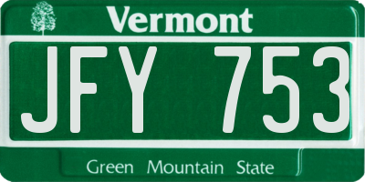 VT license plate JFY753