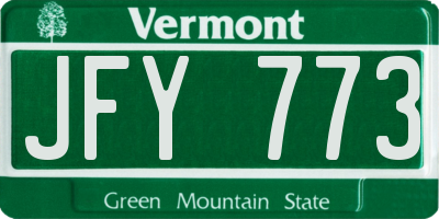 VT license plate JFY773