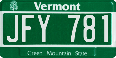 VT license plate JFY781