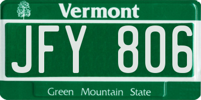 VT license plate JFY806