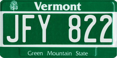 VT license plate JFY822