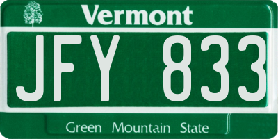 VT license plate JFY833