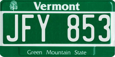 VT license plate JFY853