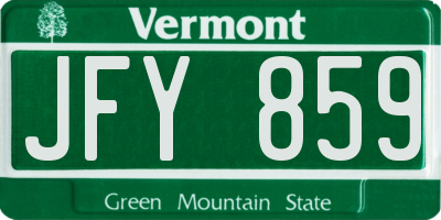 VT license plate JFY859
