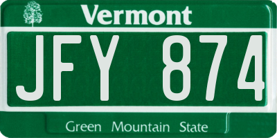 VT license plate JFY874