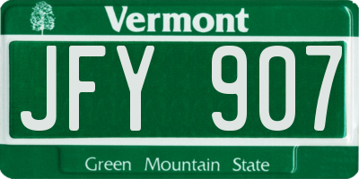 VT license plate JFY907