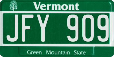 VT license plate JFY909
