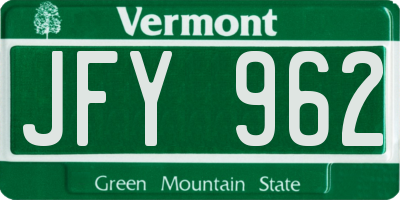 VT license plate JFY962