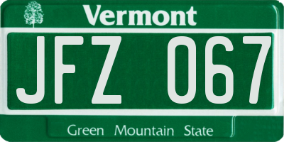 VT license plate JFZ067