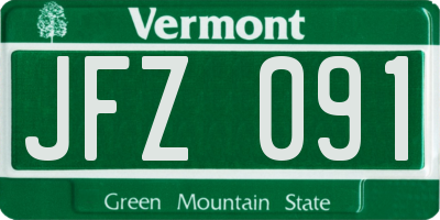 VT license plate JFZ091