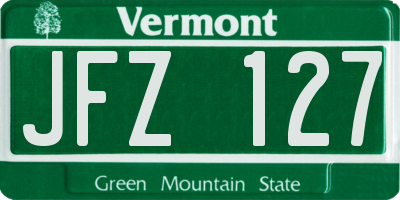 VT license plate JFZ127