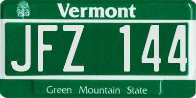 VT license plate JFZ144
