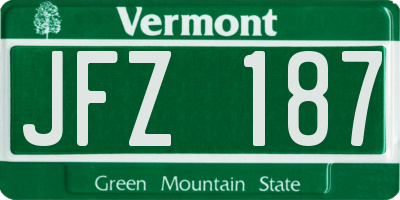 VT license plate JFZ187