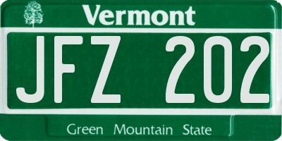 VT license plate JFZ202