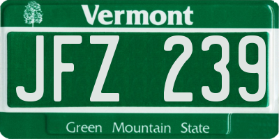 VT license plate JFZ239