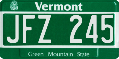 VT license plate JFZ245