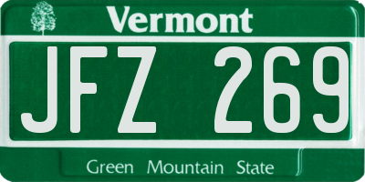 VT license plate JFZ269