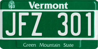 VT license plate JFZ301