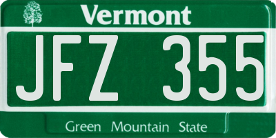 VT license plate JFZ355